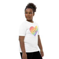 7 year old Rainbow Heart Birthday Youth Short Sleeve T-Shirt 7th birthday gifts for girls 7 bday tshirt