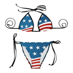 Patriotic American Flag Halter Triangle Bikini