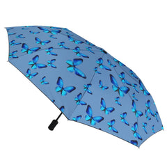 Anti-UV Blue Butterflies Umbrella with Convenient Automatic Open and Close Function