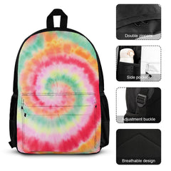 Matching Set of 3 Tie Dye Pattern Bags (Backpack, Lunch Bag & Pencil Pouch)