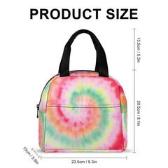 Tie Dye Patterned Insulated Lunch Bag with Pocket Thermal Waterproof