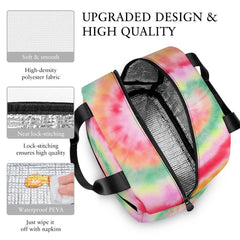 Tie Dye Patterned Insulated Lunch Bag with Pocket Thermal Waterproof