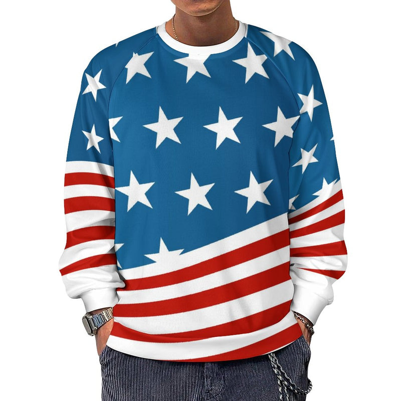 Patriotic American Flag Men's Crewneck Sweatshirt