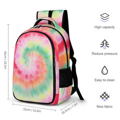 Tie Dye Pattern Multi-Pocket Travel Bag Backpack with padded Straps