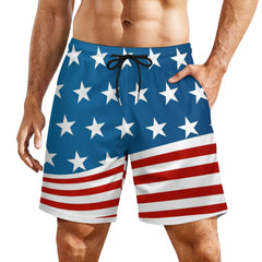 Patriotic American Flag Men's Beach Shorts