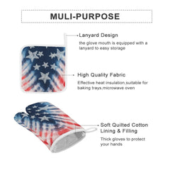 American Flag Printed Oven Mitt & Pad Set of 3 Perfect for Independance Day BBQ