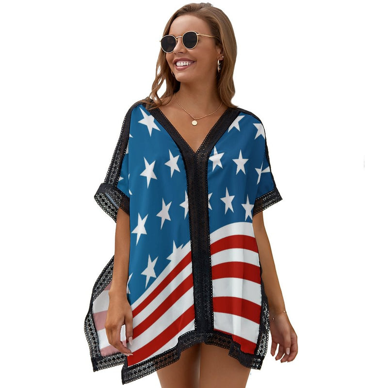 Patriotic American Flag Swimsuit Cover-up