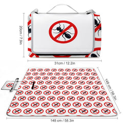 Ants not Allowed Flodable Square Picnic Mat with Carrying Strap