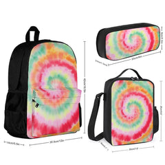 Matching Set of 3 Tie Dye Pattern Bags (Backpack, Lunch Bag & Pencil Pouch)