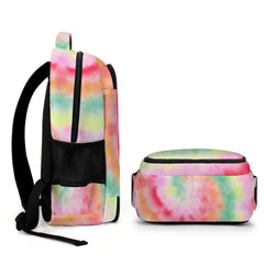 Tie Dye Pattern Multi-Pocket Travel Bag Backpack with padded Straps