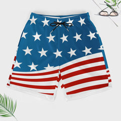 Patriotic American Flag Men's Beach Shorts