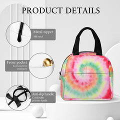 Tie Dye Patterned Insulated Lunch Bag with Pocket Thermal Waterproof