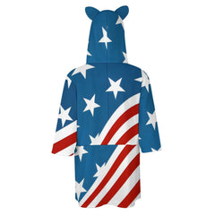 Patriotic American Flag Cat Ears Hooded Pullover Women's Hoodie