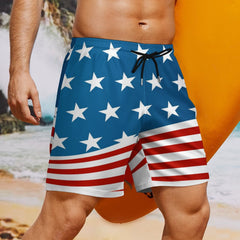 Patriotic American Flag Men's Beach Shorts