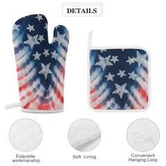 American Flag Printed Oven Mitt & Pad Set of 3 Perfect for Independance Day BBQ