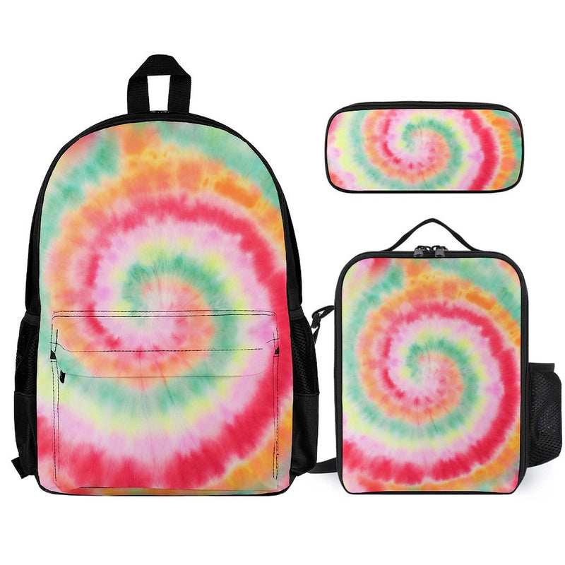 Matching Set of 3 Tie Dye Pattern Bags (Backpack, Lunch Bag & Pencil Pouch)