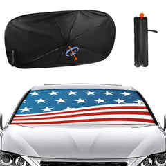 Patriotic American Flag UV Car Sunshade Umbrella for Automobile, SUV, Trucks