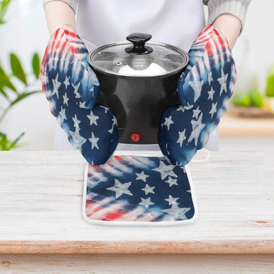 American Flag Printed Oven Mitt & Pad Set of 3 Perfect for Independance Day BBQ