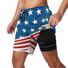 Patriotic American Flag Men's Beach Shorts