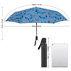 Anti-UV Blue Butterflies Umbrella with Convenient Automatic Open and Close Function