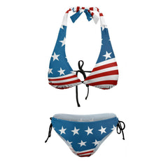 Patriotic American Flag Two Piece Halter Swimsuit