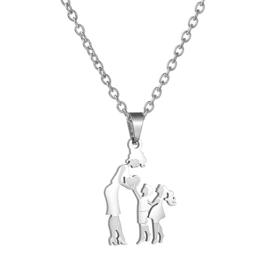 A Mother's Love with Children Silver Necklace choose from 1 to 3 children boys girls or combination