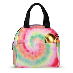 Tie Dye Patterned Insulated Lunch Bag with Pocket Thermal Waterproof