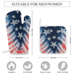 American Flag Printed Oven Mitt & Pad Set of 3 Perfect for Independance Day BBQ