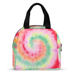 Tie Dye Patterned Insulated Lunch Bag with Pocket Thermal Waterproof