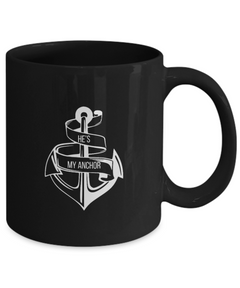 Jesus He's my Anchor Black Ceramic Mug gift for church member