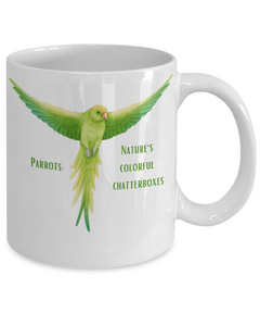 Green Parrot Nature's Chatterboxes Ceramic Mug Gift for Bird Owner