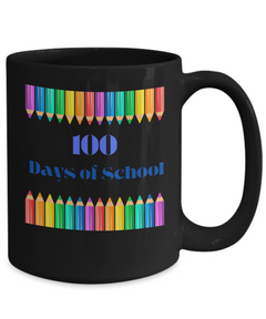 100 Days of School Black Coffee Mug gift for Teacher gift for Student