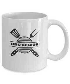 BBQ Genius White Ceramic Mug gift for someone who loves to BBQ