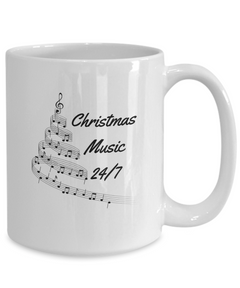 Christmas Music 24/7 mug, Christmas Music 24/7 coffee cup