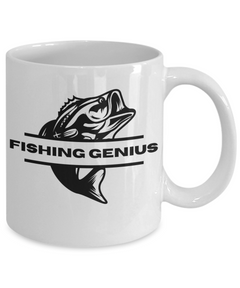 Fishing Genius Ceramic White Mug gift for fisherman fishermen