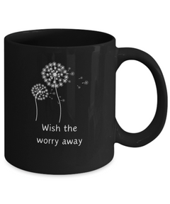 Dandelion Seed Dandelion Fluff Dandelion Wish Black Ceramic Mug gift for dandelion wishes