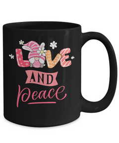 Easter Mug Love and Peace Gnomes Ceramic Black Mug Gift for Easter Gnomes