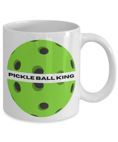 Pickleball King Ceramic White Mug gift for pickleball player