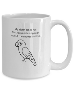 Funny Parrot Alarm Clock Mug Coffee Cup Bird Owner