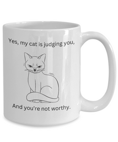 Funny Judging Cat Coffee Mug Coffee Cup