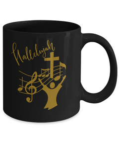 Hallelujah Church Choir Music Director Black Ceramic Mug gift for Choir Singer