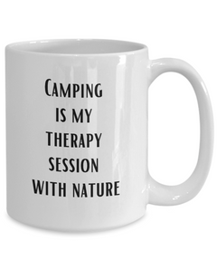 Camping Therapy Ceramic Coffee Mug 11oz 15oz for Camp Coffee Cup