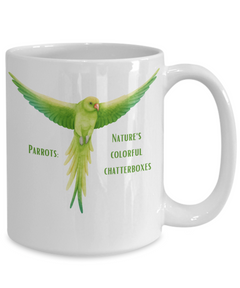 Green Parrot Nature's Chatterboxes Ceramic Mug Gift for Bird Owner