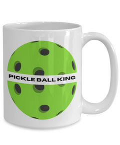 Pickleball King Ceramic White Mug gift for pickleball player