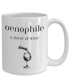 Oenophile Wine Lover mug, Wine Lover coffee cup