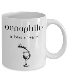 Oenophile Wine Lover mug, Wine Lover coffee cup