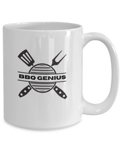 BBQ Genius White Ceramic Mug gift for someone who loves to BBQ