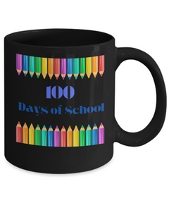 100 Days of School Black Coffee Mug gift for Teacher gift for Student