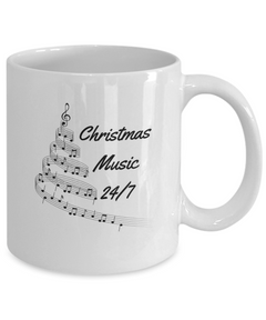 Christmas Music 24/7 mug, Christmas Music 24/7 coffee cup