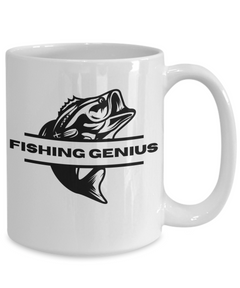 Fishing Genius Ceramic White Mug gift for fisherman fishermen